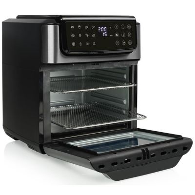 4. Tristar Heißluft-Ofen Kontrollleuchte Timerfunktion 12 l Einzelautonome 1800 W Heißluftfritteuse Schwarz, Edelstahl