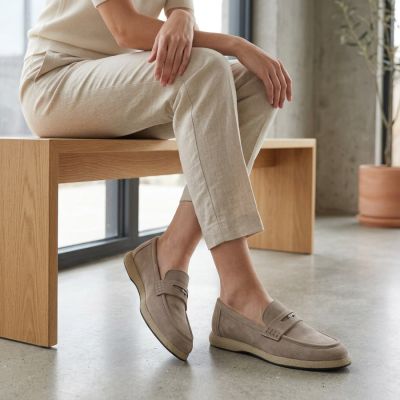 5. Damen-Wildledermokassins in Beige Vinceza 62273