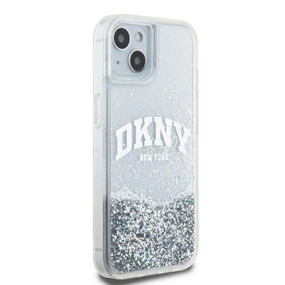 4. DKNY Liquid Glitter Big Logo Hülle für iPhone 15 / 14 / 13 – Weiß