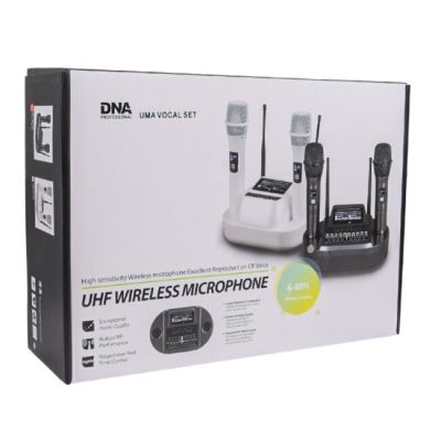 7. UMA VOCAL SET – Drahtloses Dual-Set bestehend aus 2 Handmikrofonen + Empfänger mit Mikrofon-Ladestation