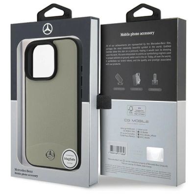 8. Mercedes MB MagSafe-Hülle aus strukturiertem und glattem Leder für iPhone 16 Pro Max – Beige