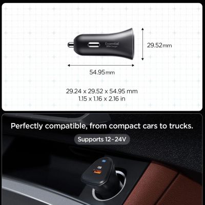 7. Spigen Essential EV301 30W Autoladegerät – Schwarz