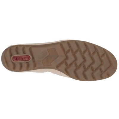 5. Damen-Lederschuhe, bequeme beige Mokassins, Rieker L9354-60