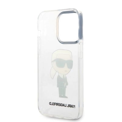 7. Karl Lagerfeld Ikonik Karl Hülle für iPhone 14 Pro – transparent