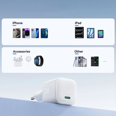 9. Joyroom JR-TCG08 GaN 20W Power Delivery Wandladegerät – Weiß