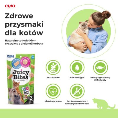 2. INABA Saftige Leckerlis mit hausgemachter Brühe und Tintenfischgeschmack – Katzenleckerli – 3 x 11,3 g