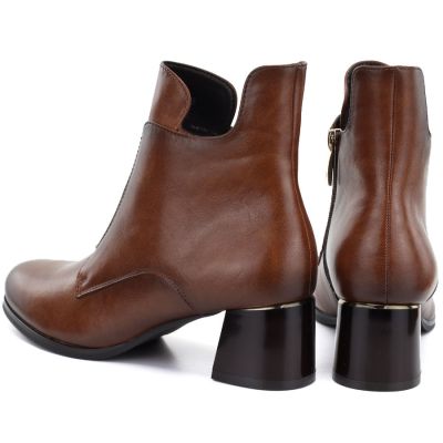 5. Gefütterte Damen-Ankle-Boots mit Blockabsatz, braun, Potocki SZ12868