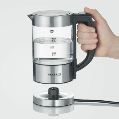 3. Severin WK 3458 Wasserkocher 0,5 l 1100 W Schwarz, Transparent