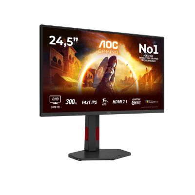 6. AOC Q25G4SR Monitor, 24,5 Zoll, IPS, QHD-Anschluss, 16:9, 300 Hz, 1 ms, 2560 x 1440 Pixel, 400 cd/m², 2 HDMI-Anschlüsse, Schwarz