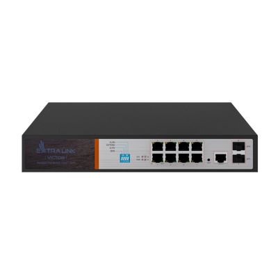 12. Extralink VICTOR | PoE-Switch | 8x Gigabit PoE/PoE+, 2x SFP, 1x Konsolenanschluss, 150 W, Managed