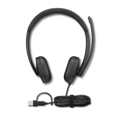 3. Lenovo 5000 Kabelgebundenes VoIP-Headset mit Mikrofon, USB-A/C, Schwarz