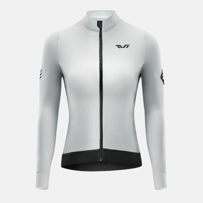 2. Rockbros YDWT006 TVI Damen-Radtrikot, isoliert, Herbst/Winter, Größe L – Weiß und Grau