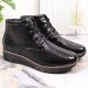 12. Gefütterte schwarze Lackleder-Stiefeletten mit Keilabsatz Filippo