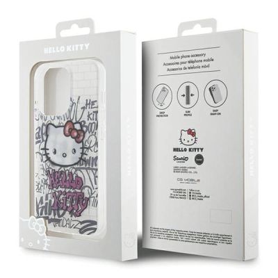 8. Hello Kitty IML Kitty On Bricks Graffiti Hülle für iPhone 15 Pro Max – weiß