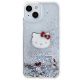 3. Hello Kitty Liquid Glitter Charms Kitty Head Hülle für iPhone 14 – Silber