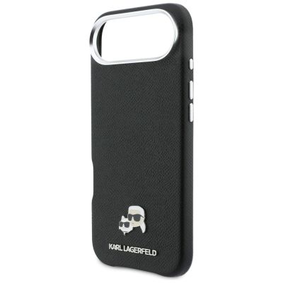 6. Karl Lagerfeld Karl & Choupette Head Pins Saffiano MagSafe Hülle für iPhone Air - Schwarz
