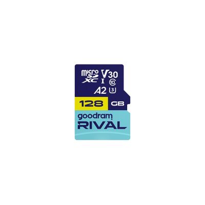 6. GOODRAM microSDXC 128GB V30 A2 UHS I U3 RIVAL + Adapter