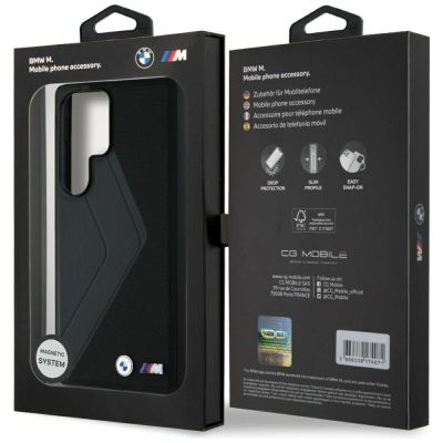 8. BMW Leather Oversized Stripes MagSafe Case für Samsung Galaxy S25 Ultra - Schwarz
