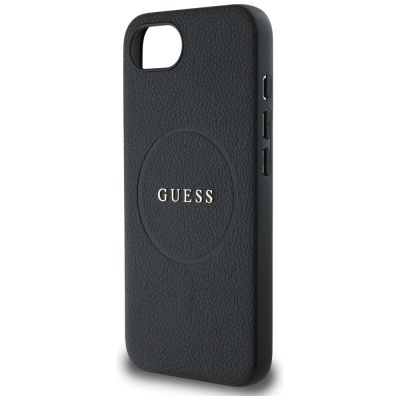 6. Guess PU Grained Classic Logo Case mit MagSafe für iPhone 16e - Schwarz