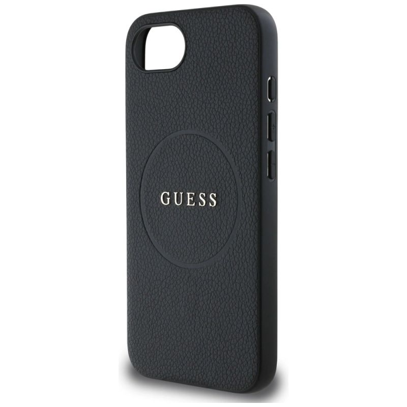 6. Guess PU Grained Classic Logo Case mit MagSafe für iPhone 16e - Schwarz