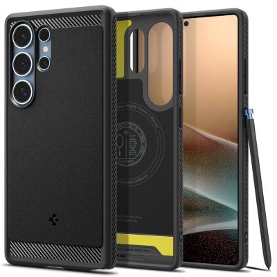 Spigen Rugged Armor Mag Hülle für Samsung Galaxy S25 Ultra – Schwarz