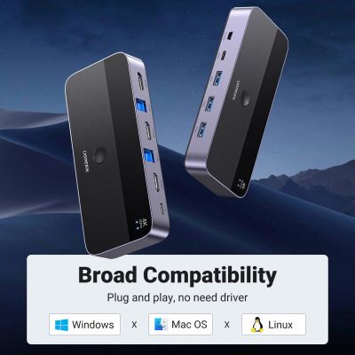 12. Ugreen CM664 HDMI-Switch 2in1 KVM-Switch – Schwarz
