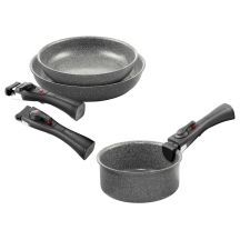 BALLARINI TORRE Set bestehend aus 2 Bratpfannen (24 + 28 cm) + Stielkasserolle 16 cm 3H