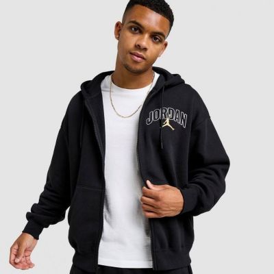 3. Air Jordan Brooklyn Fleece-Kapuzenpullover mit durchgehendem Reißverschluss, Schwarz - IB7908-011
