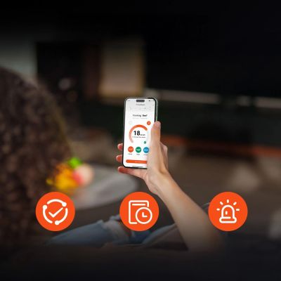 5. Meatmeet Pro intelligentes Küchenthermometer mit Bluetooth/WLAN-App, geeignet für Grill, Backofen und Smoker – Schwarz
