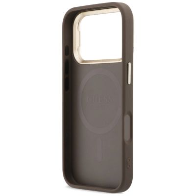 7. Guess 4G PU Triangle Logo & Stand Camera MagSafe Hülle für iPhone 18 Pro Max / 17 Pro Max – braun