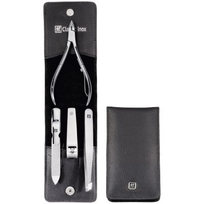 2. Reiseset ZWILLING Classic Inox 97438-004-0 – schwarzes Lederetui, 4-teilig – schwarz