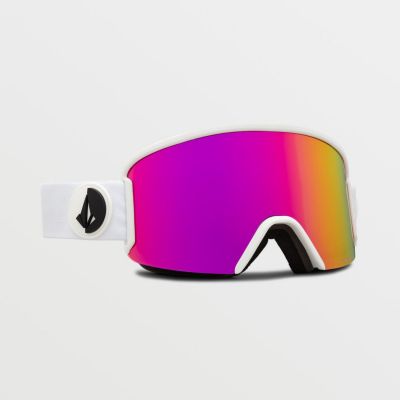 3. Volcom Garden Snowboardbrille Mattweiß/Pink Chrome UV-Schutz Pink (VG0122101)