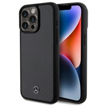 Mercedes Carbon Fiber Dynamic Hülle für iPhone 15 Pro Max – Schwarz