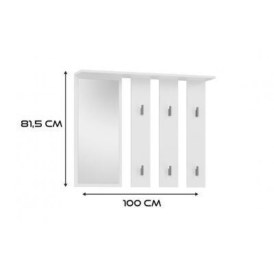 3. Garderobenständer + Spiegel PARMA 100x15xH.81,5 weiß