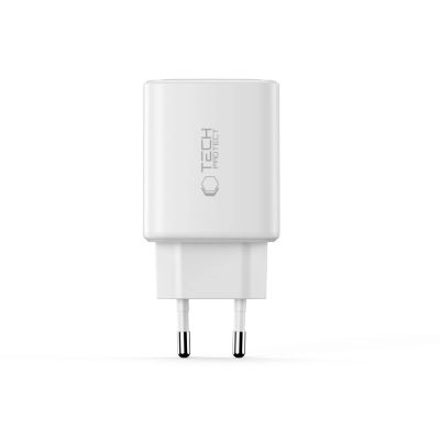 4. Tech-Protect NCA65W-GAN 3-Port 65W Wandladegerät – Weiß
