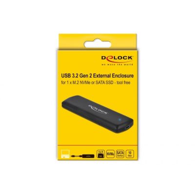 6. DeLOCK Externes USB-Typ-C-Gehäuse für M.2 NVMe PCIe- oder SATA-SSDs – werkzeuglos
