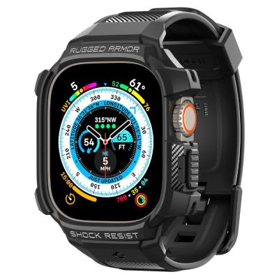 2. Spigen Rugged Armor Pro Gehäuse mit Armband für Apple Watch Ultra (49 mm) – Schwarz