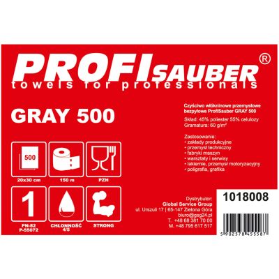 4. Graues Industrie-Reinigungstuch aus Vliesstoff ProfiSauber GREY 500