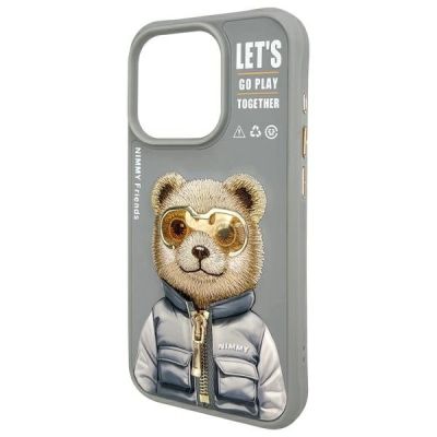 4. Nimmy Cool&Cute 2.0 Bear Case für iPhone 15 Pro - Grau