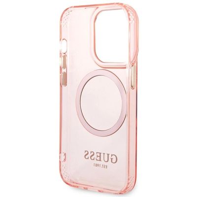 7. Guess GUHMP14XHTCMP iPhone 14 Pro Max 6,7" rosa/rosa Hartschale Gold Outline Translucent MagSafe