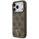 2. Guess Leder 4G Dreieck Strass MagSafe Hülle für iPhone 18 Pro / 17 Pro - Braun