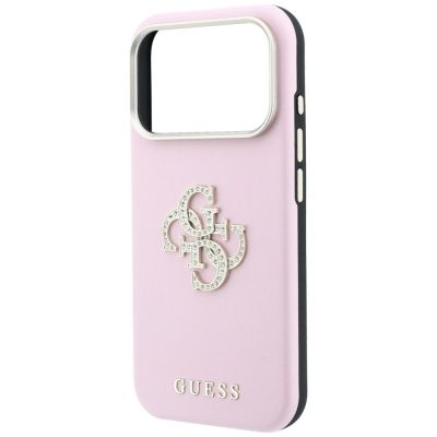 6. Guess Smooth & Big Strass Logo Hülle für iPhone 18 Pro Max / 17 Pro Max - Pink