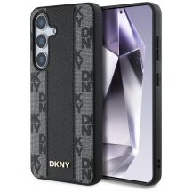 DKNY Leather Checkered Pattern MagSafe-Hülle für Samsung Galaxy S25 schwarz