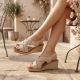 6. Beige Sergio Leone SK297 Damen-Keilsandalen aus Leder