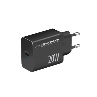 6. ESPERANZA Netzladegerät 20 W USB-C PD Schwarz EZC104K