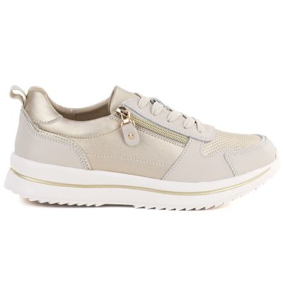 2. Damen-Lederschuhe, niedrig, beige und gold, eVento 9784