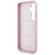 7. Karl Lagerfeld Saffiano Vollumwickelte MagSafe Hülle mit länglichem Metalllogo für Samsung Galaxy S25 - Rosa