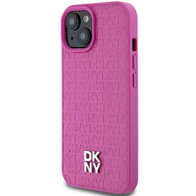 2. DKNY MagSafe-Hülle mit Ledermuster und Metalllogo für iPhone 15/14/13, Rosa