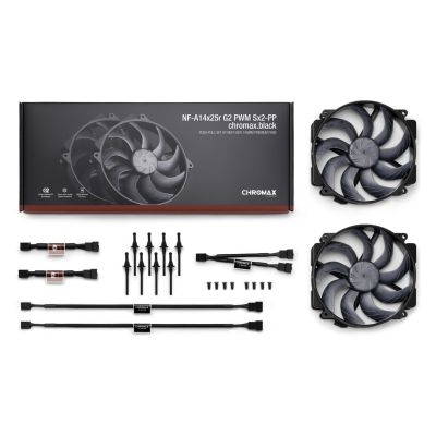 3. NOCTUA 140-mm-Lüfter NF-A14x25r G2 PWM Sx2 PP Chromax Schwarz