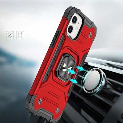 6. Wozinsky Ring Armor Hülle für iPhone 14 Plus gepanzerte Hülle magnetischer Haltering rot